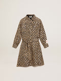 Girls' shirt dress with animal print and gold plumetis| Golden Goose