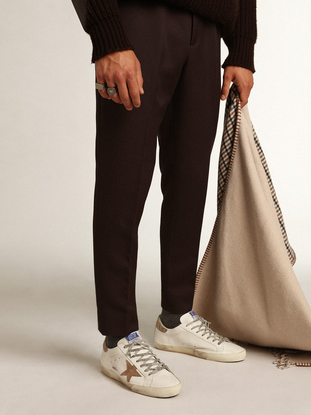 Super-Star with a tobacco suede star and beige heel tab| Golden Goose