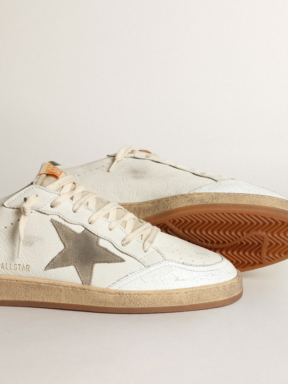 Men's Ball Star in white nappa with dove gray suede star| Golden Goose