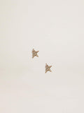 Women's stud earrings in antique gold color with crystals| Golden Goose