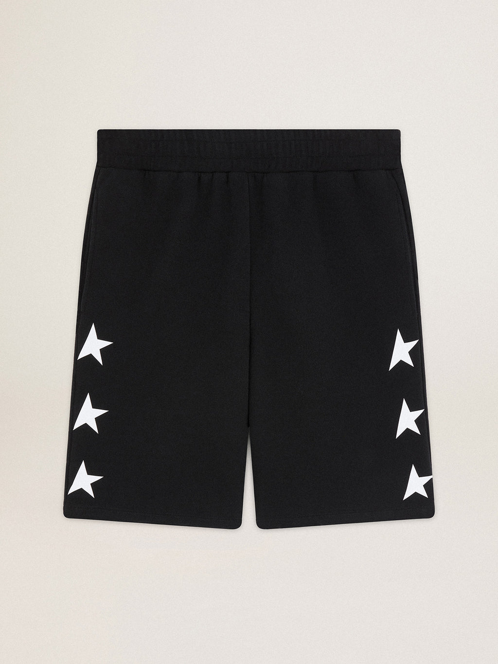 Men's black bermuda shorts with white stars| Golden Goose