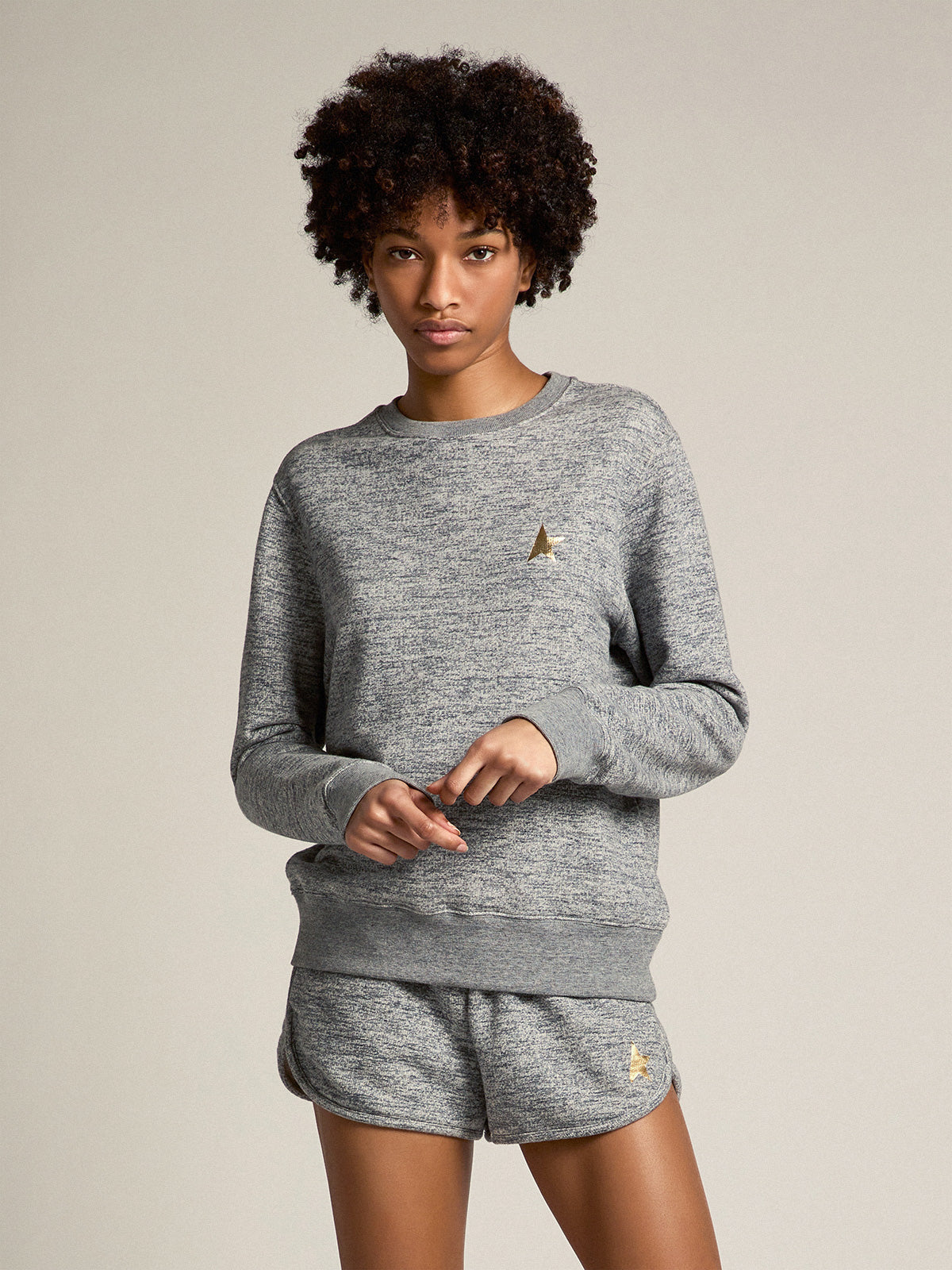 Melange gray shorts with gold star| Golden Goose