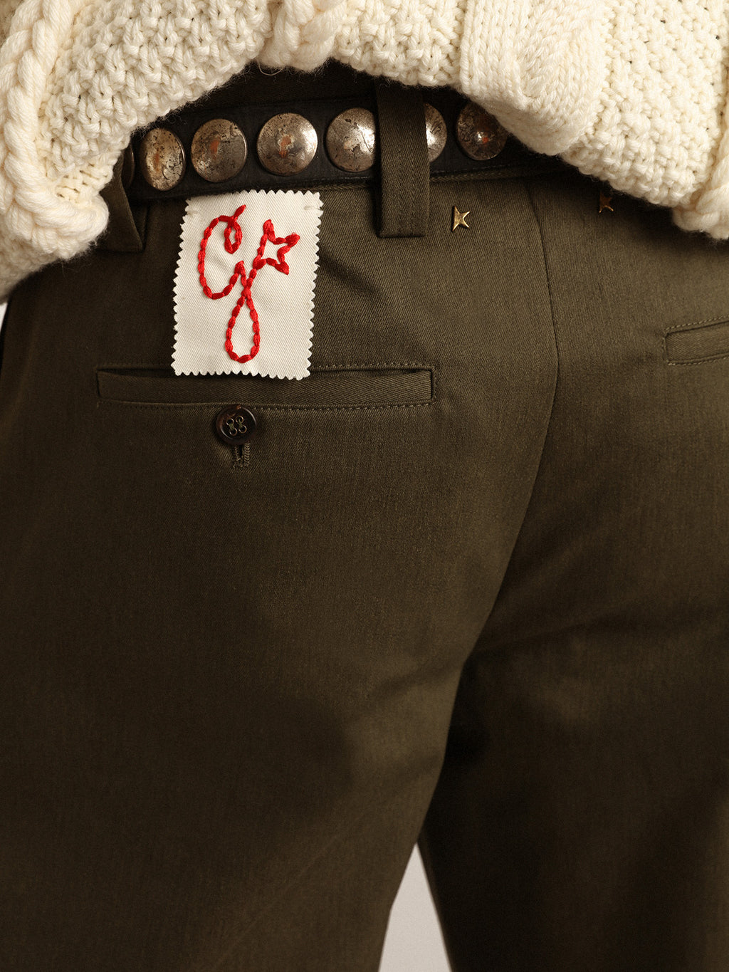 Military-green Golden Collection chinos| Golden Goose