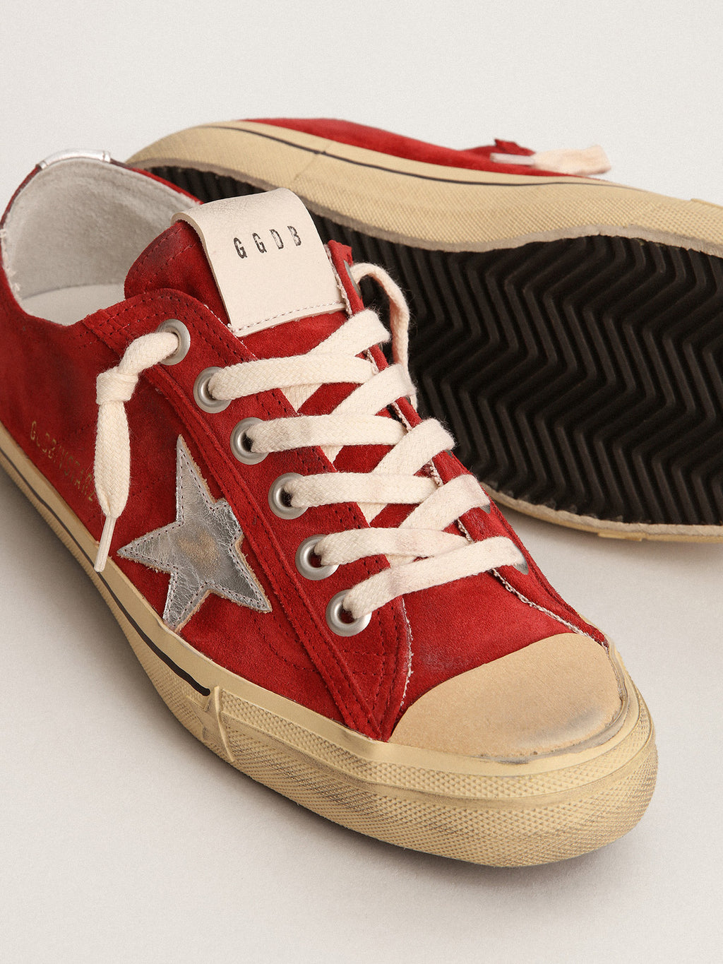 Women's V-Star LTD in dark red suede with silver star| Golden Goose