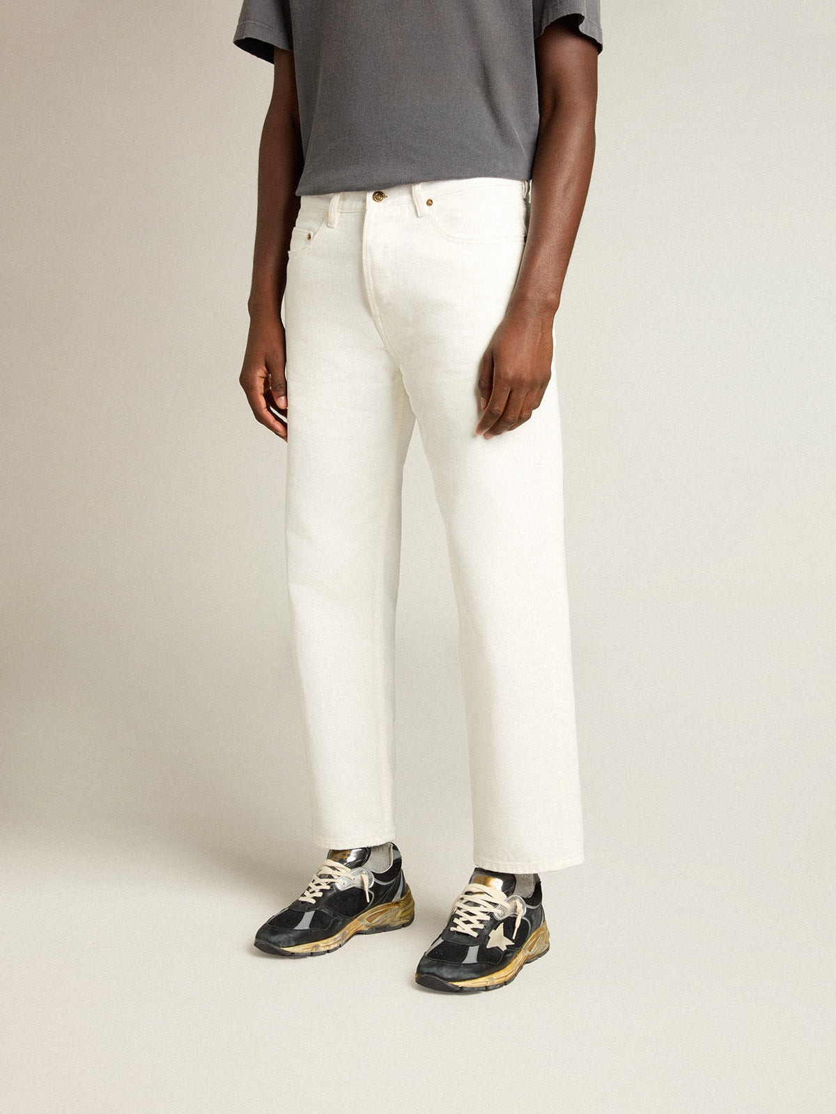 Men's white denim pants| Golden Goose