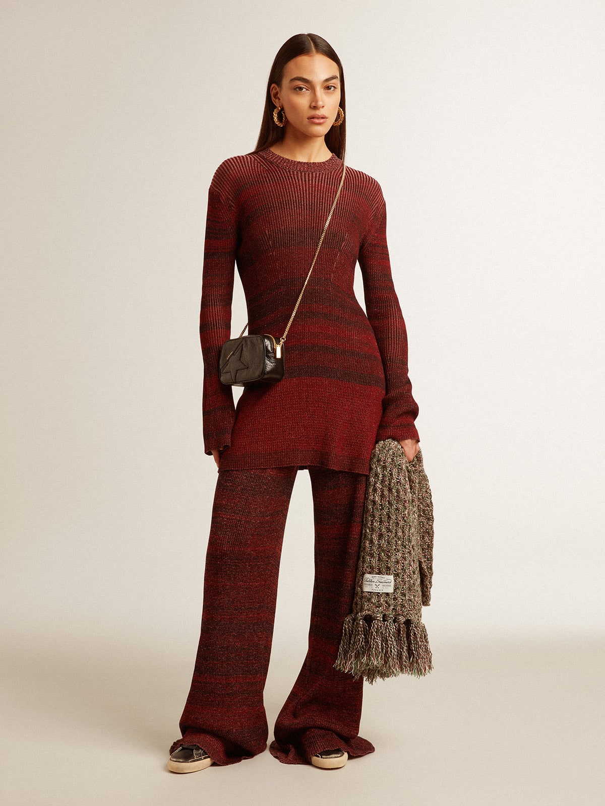 Irregular-striped cotton dress| Golden Goose