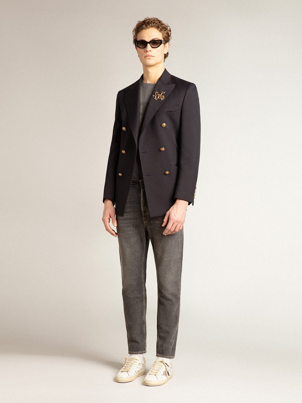 Men's black jeans with printed pocket| Golden Goose
