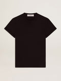 Women's slim-fit distressed T-shirt in black| Golden Goose