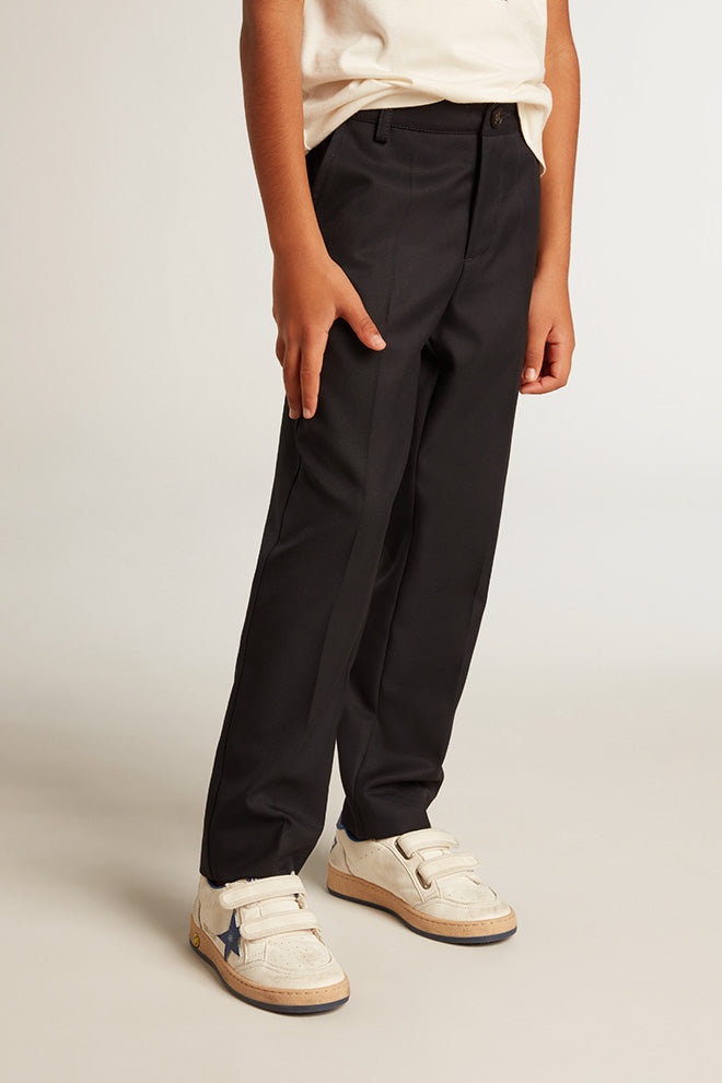 Boys' pants in dark blue wool| Golden Goose