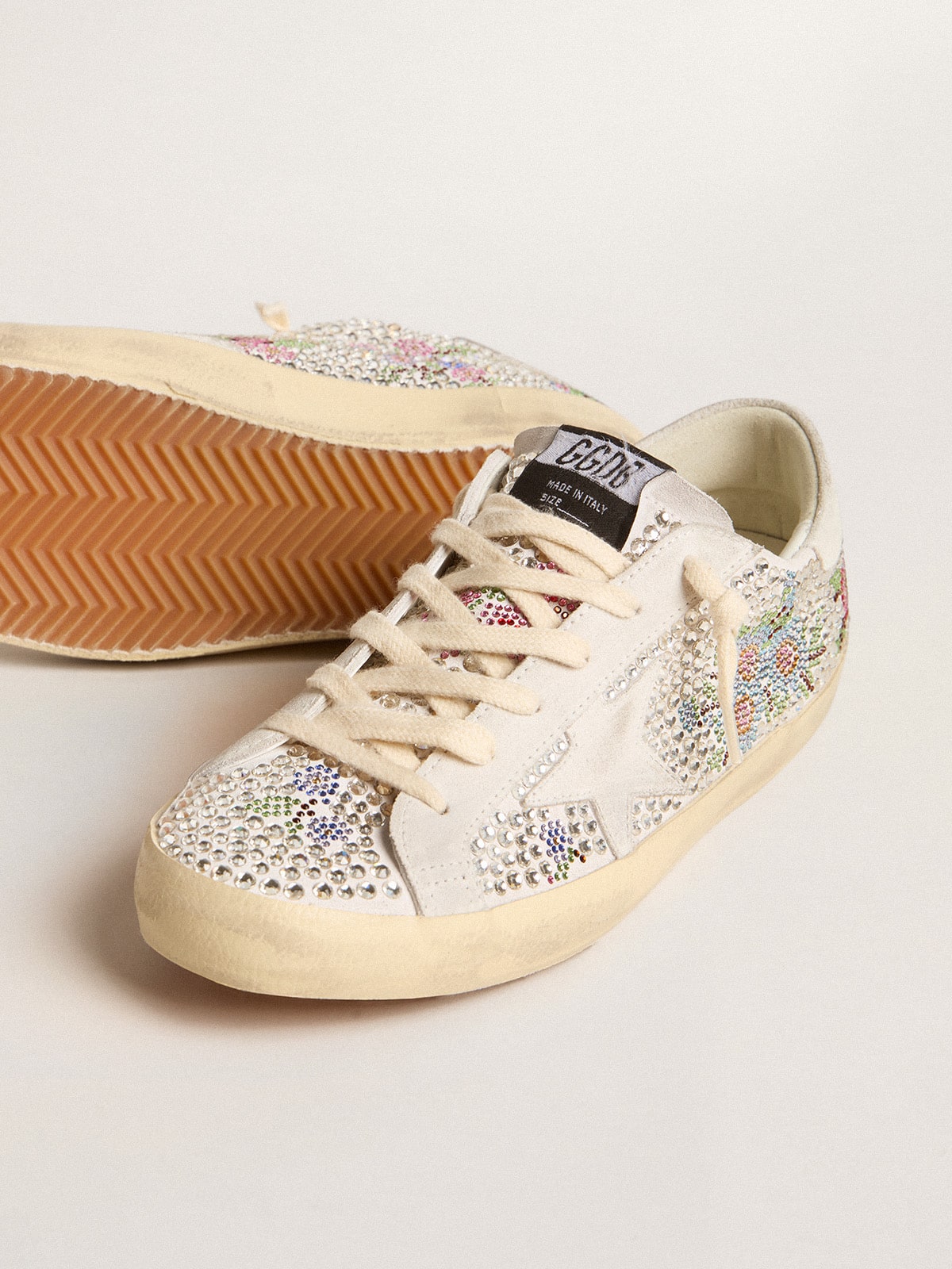 Super-Star LTD in Swarovski crystals with suede star and heel tab| Golden Goose