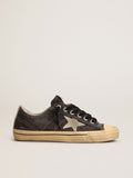 Men's V-Star LTD in black canvas with ice-gray star and heel tab| Golden Goose