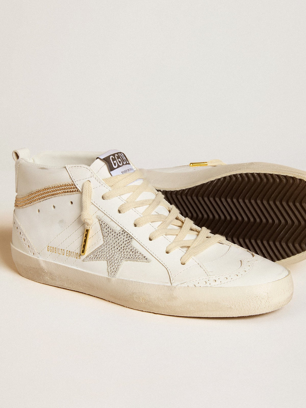 Mid Star LTD with star and heel tab in suede with Swarovski crystals| Golden Goose