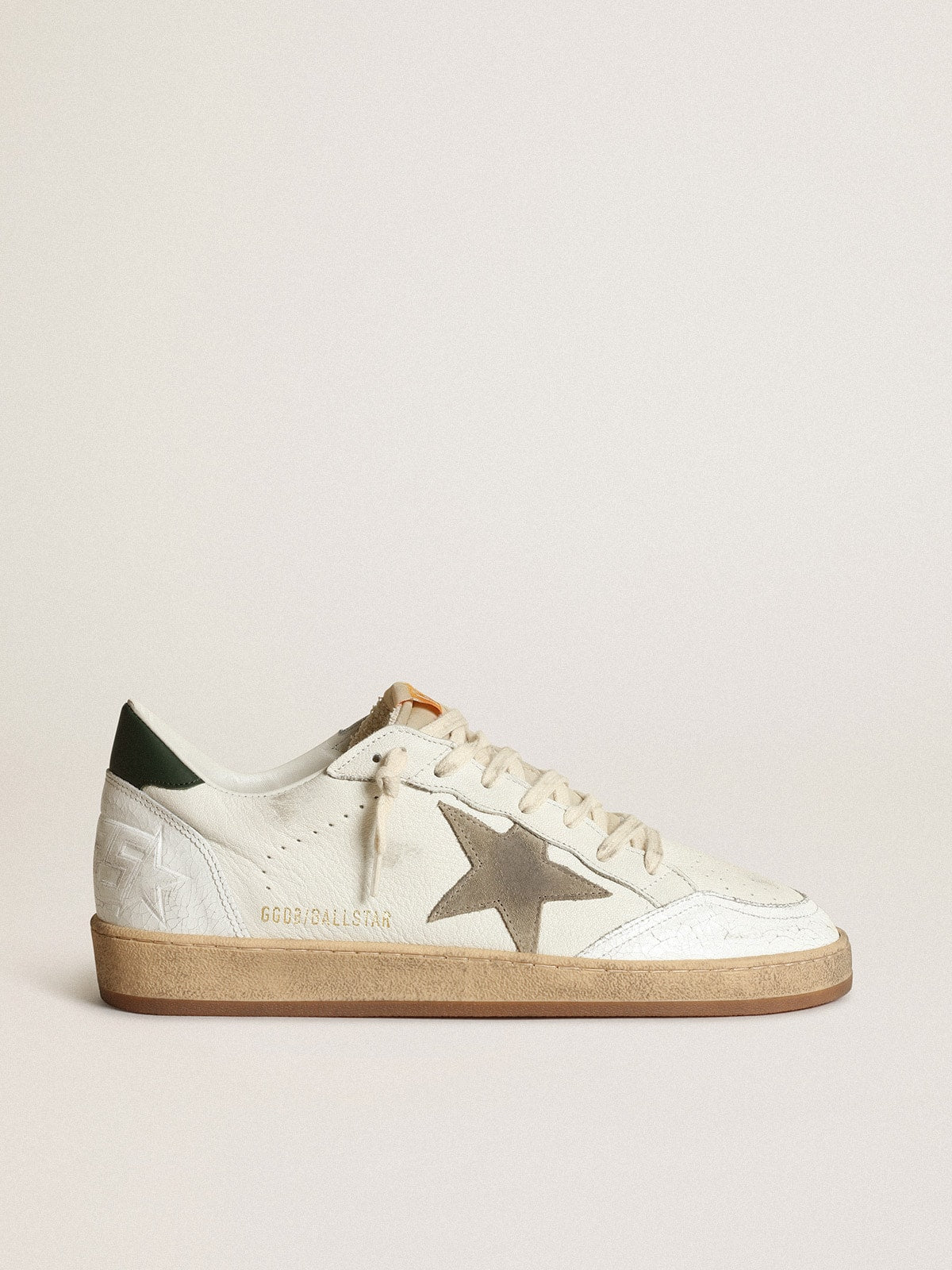 Men's Ball Star in white nappa with dove gray suede star| Golden Goose