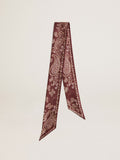 Ribbon in burgundy silk twill with paisley pattern| Golden Goose
