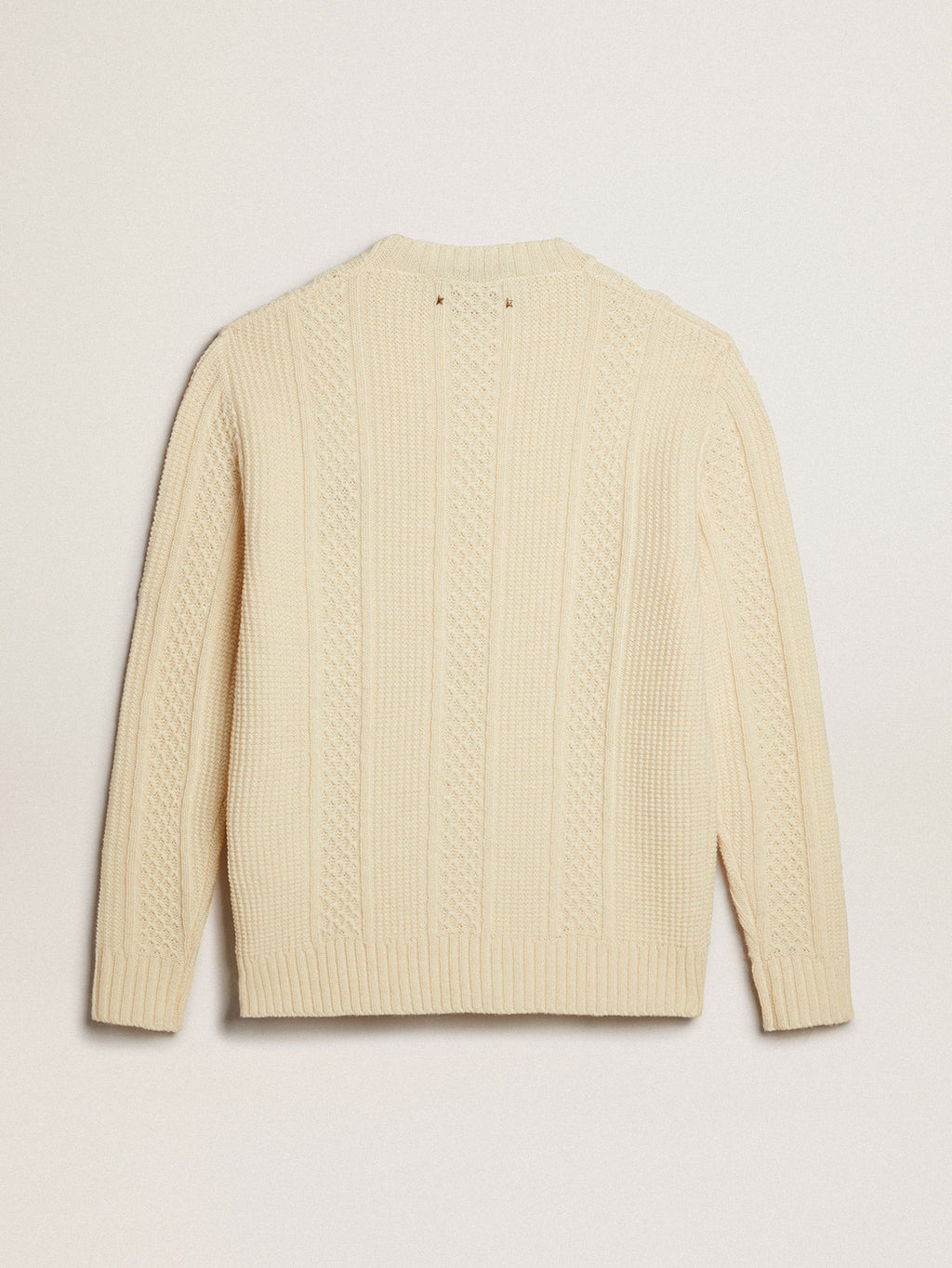 Round-neck sweater in wool with embroidery on the heart| Golden Goose