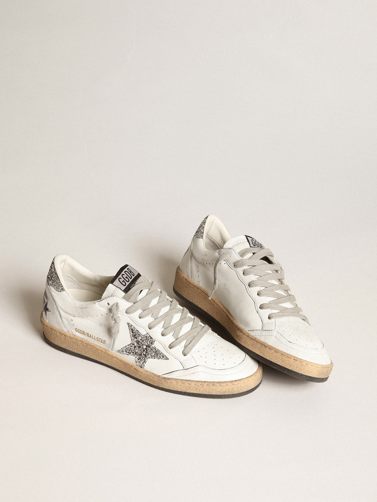 Women's Ball Star in nappa with white star and glitter heel tab| Golden Goose