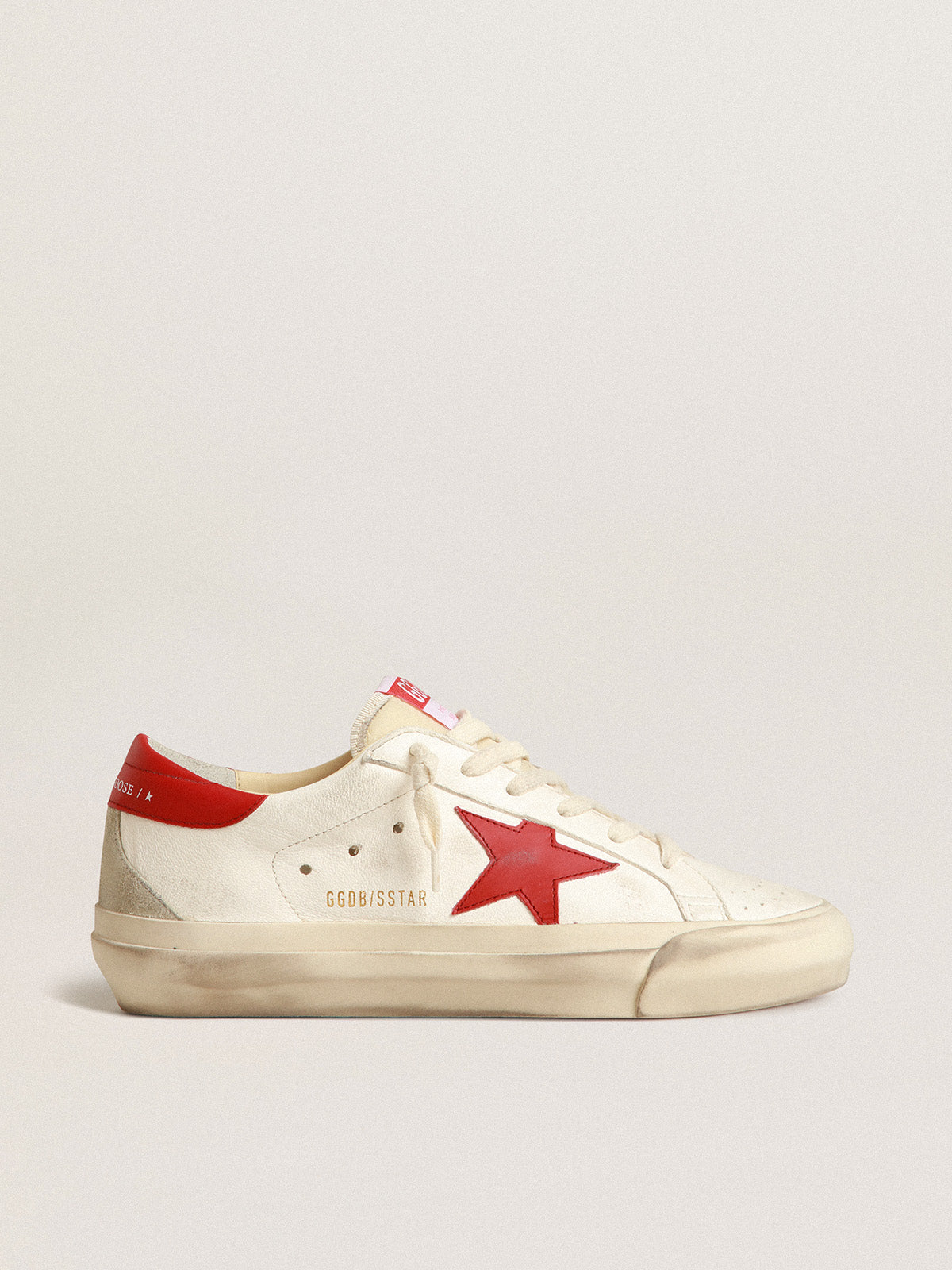 Men's Super-Star LTD in nappa leather with red star and heel tab| Golden Goose