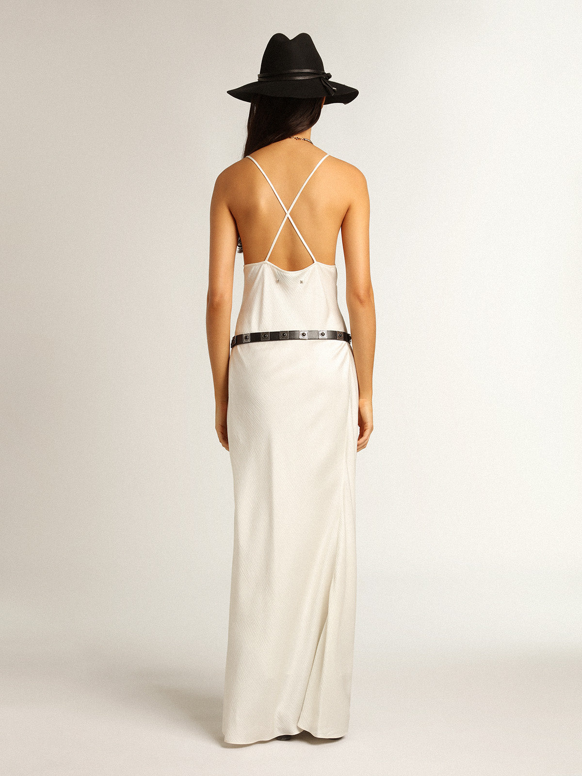 Parchment-colored slip dress| Golden Goose