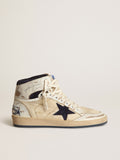 Men's Sky-Star in cream-colored nylon and leather with blue suede star| Golden Goose
