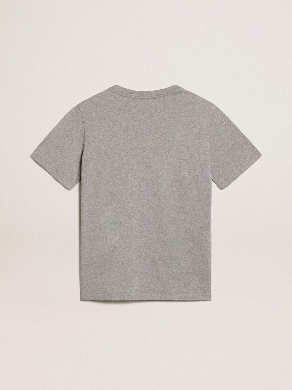 Women's mélange gray T-shirt with gold star on the front| Golden Goose