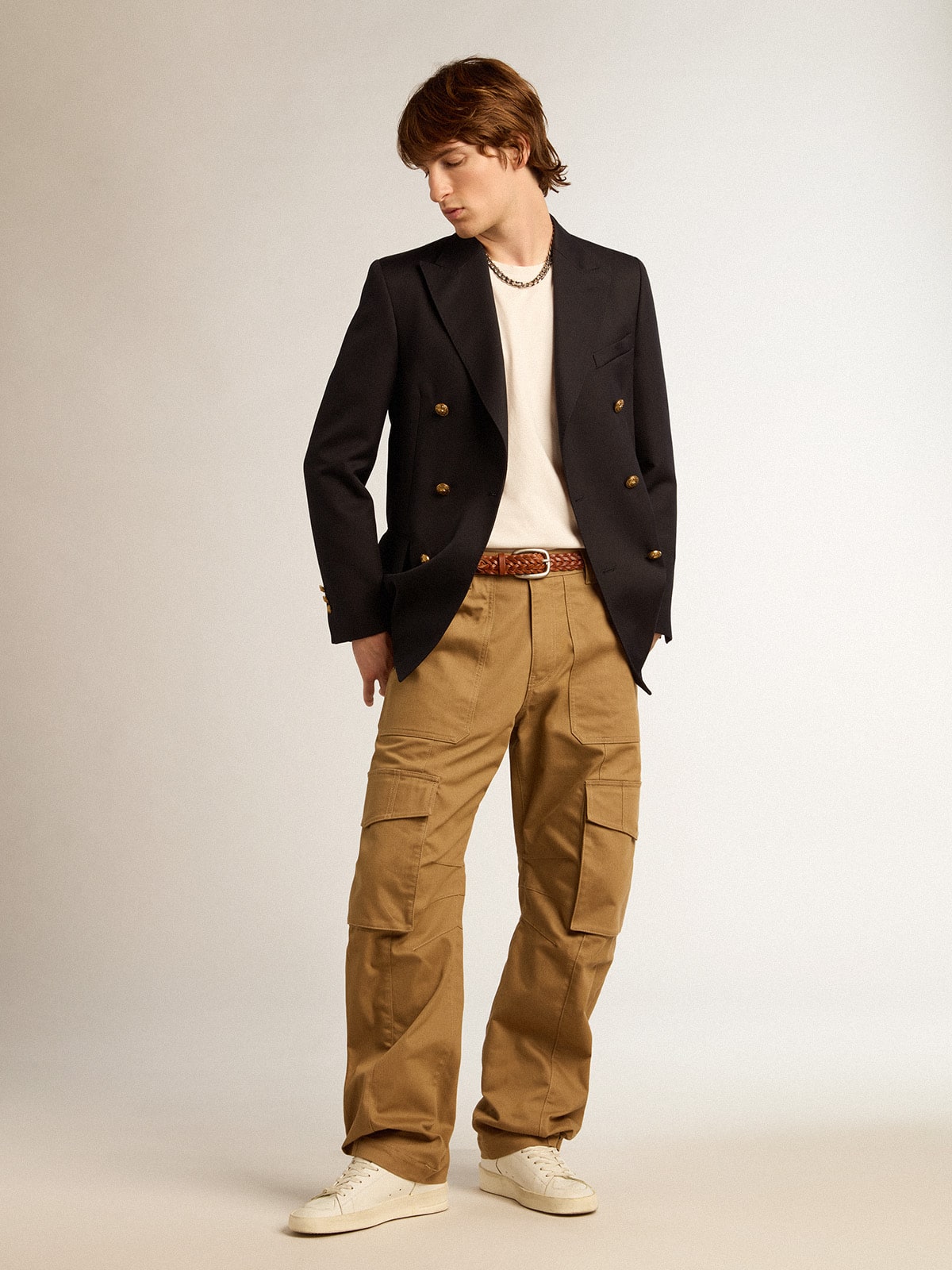 Beige khaki cargo pants| Golden Goose