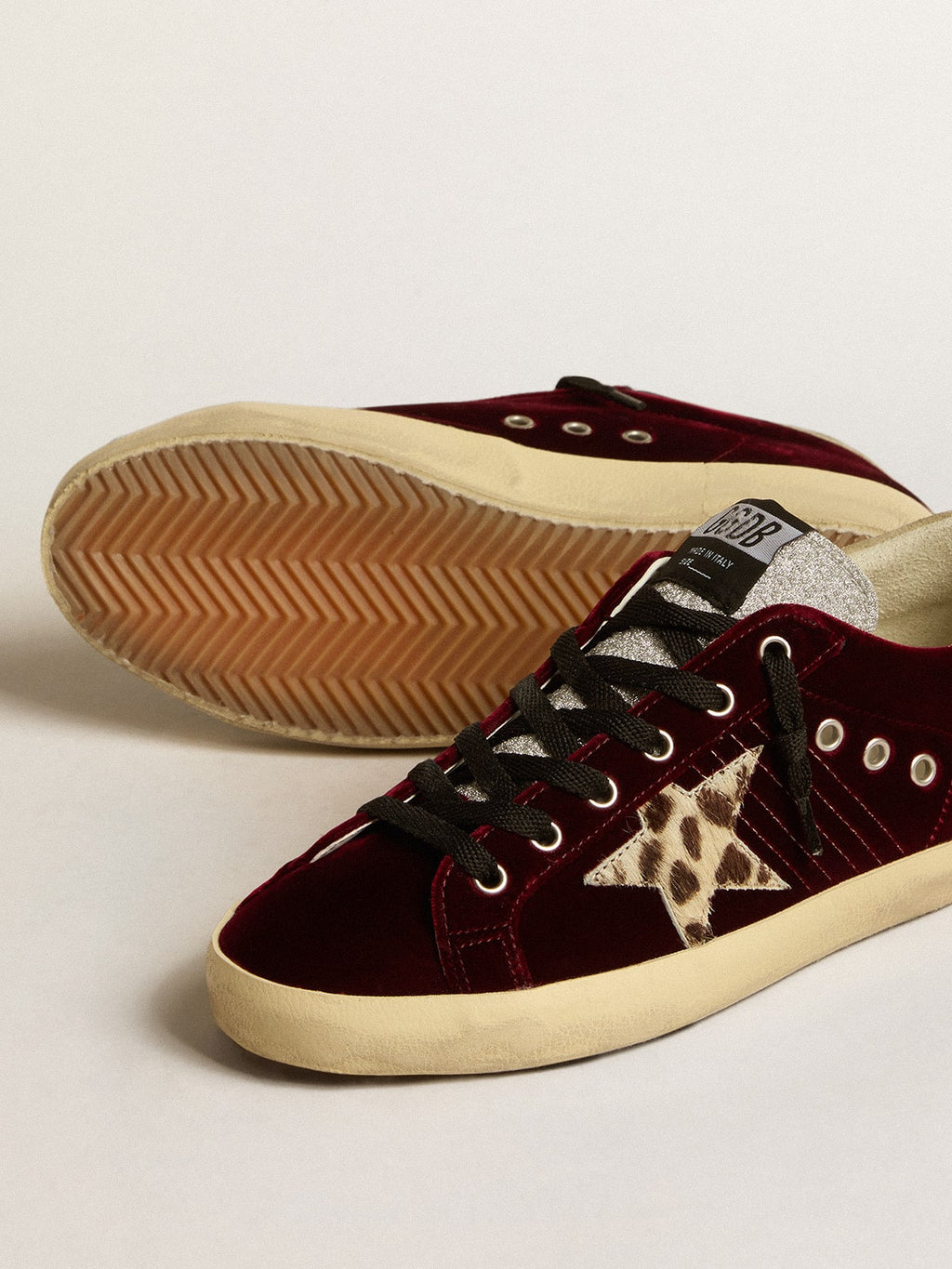 Women's Super-Star LTD in velvet with pony skin star and glitter tongue| Golden Goose