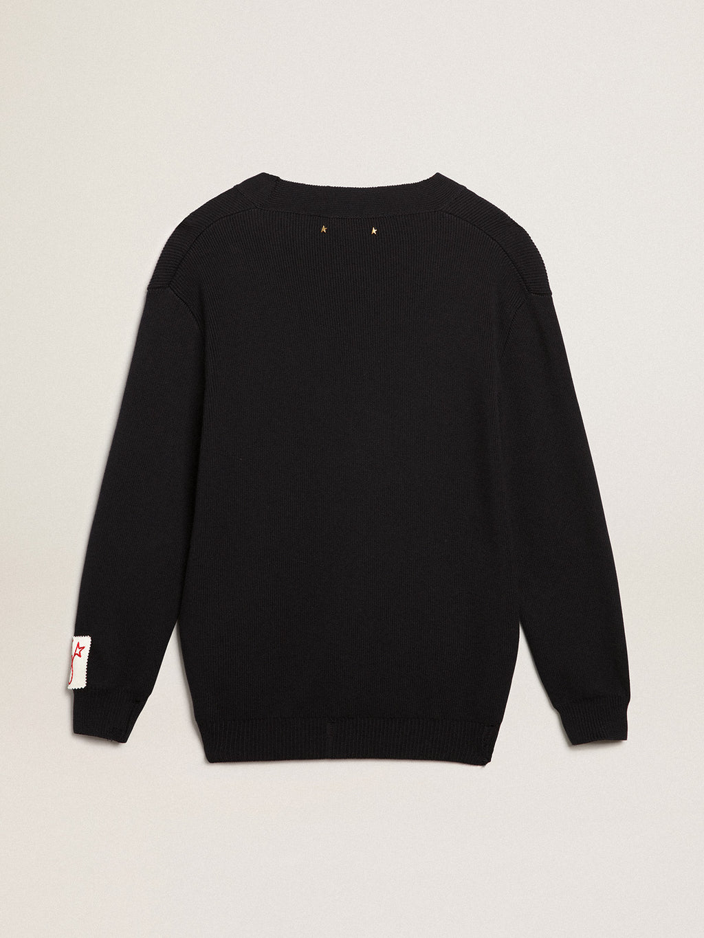 Women's cardigan in distressed dark blue cotton| Golden Goose