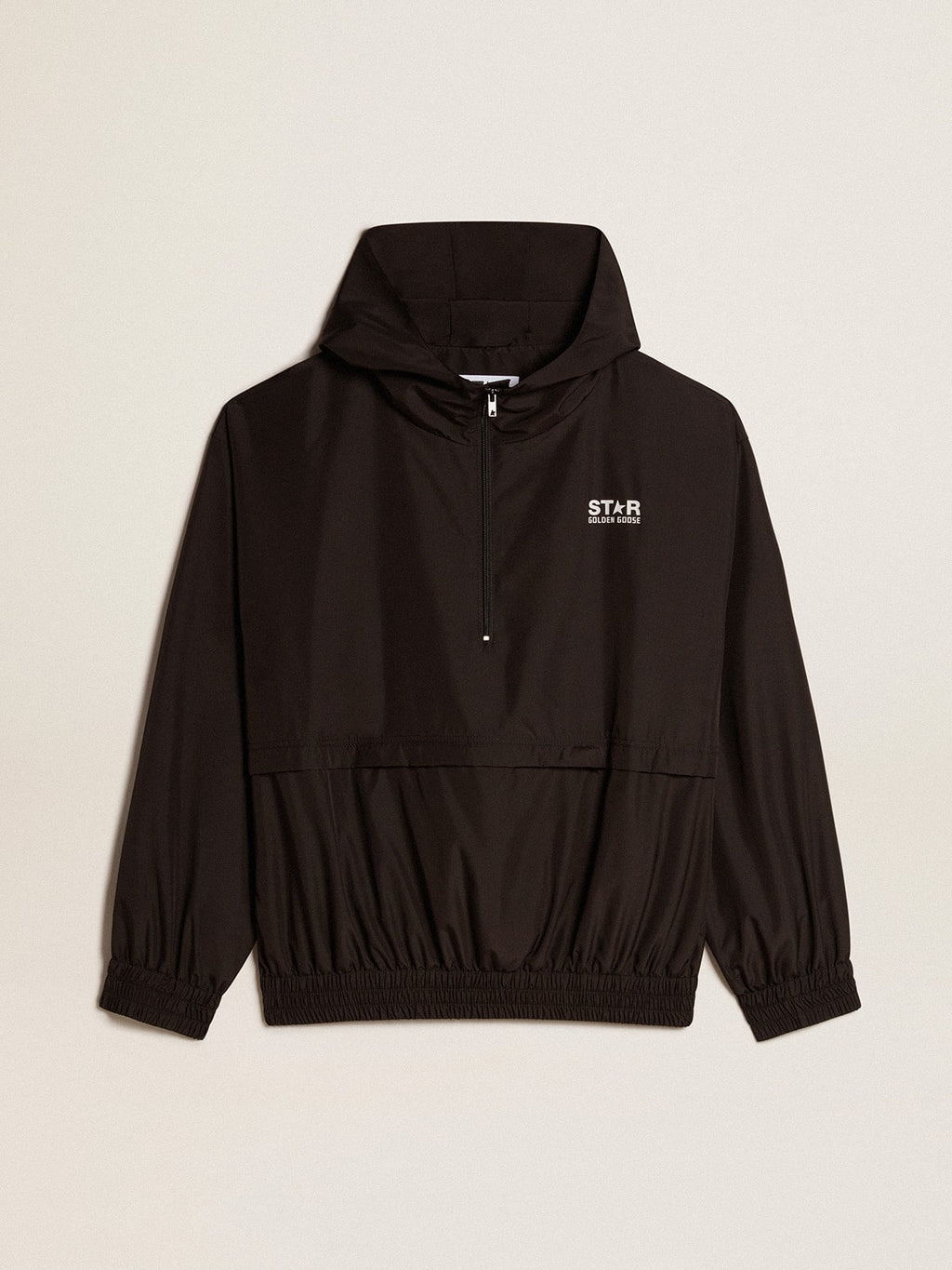 Black windbreaker with hood| Golden Goose