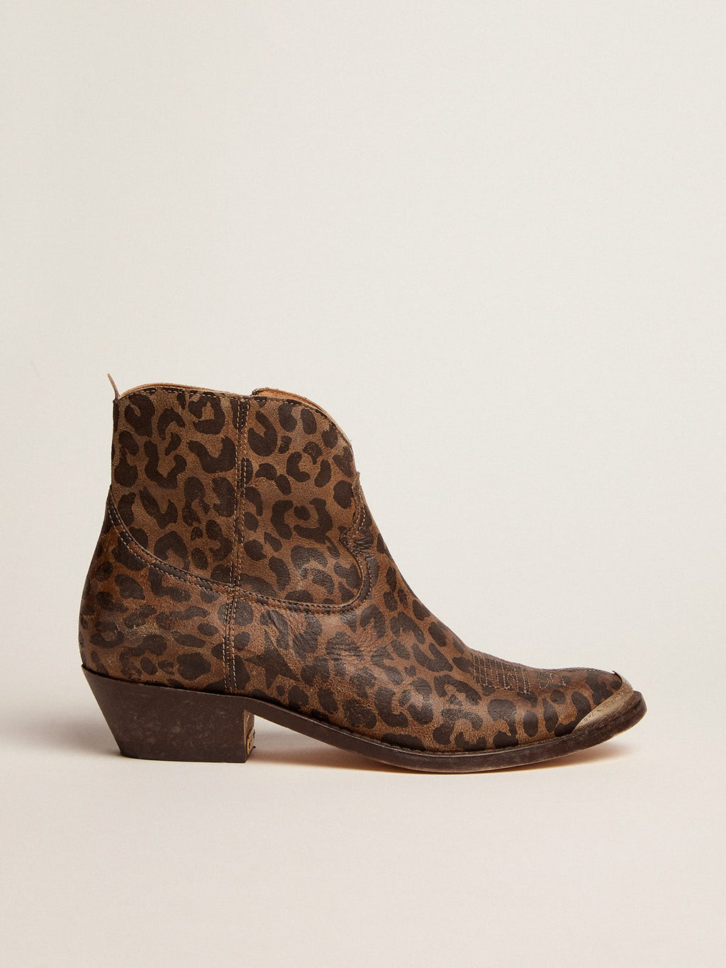 Women's leather ankle boots with leopard print| Golden Goose