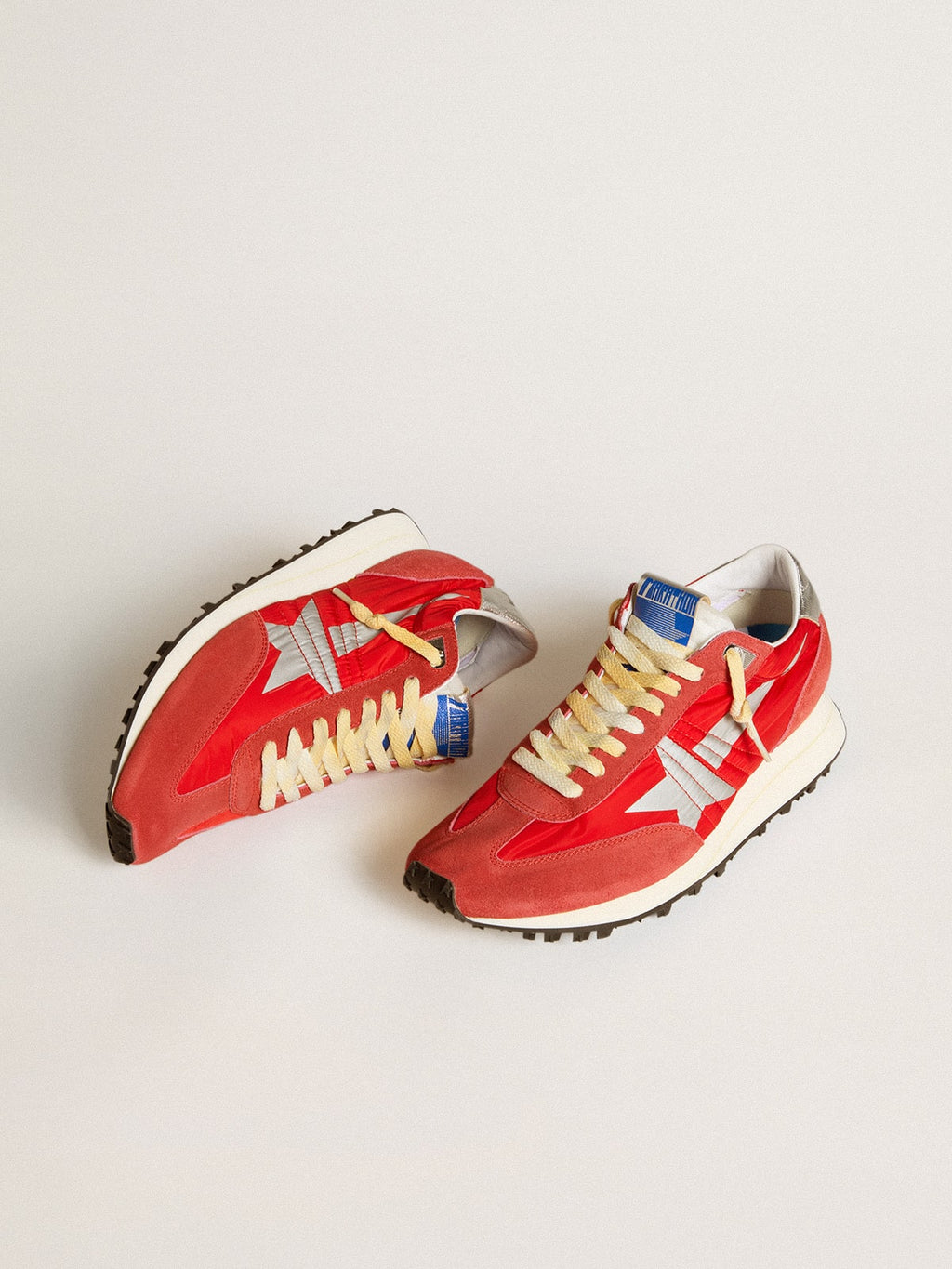 Men's Marathon with red nylon upper and silver star| Golden Goose