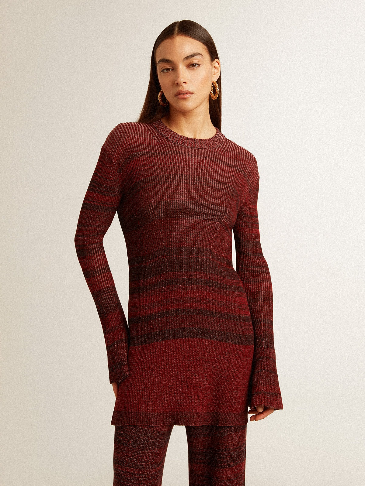 Irregular-striped cotton dress| Golden Goose