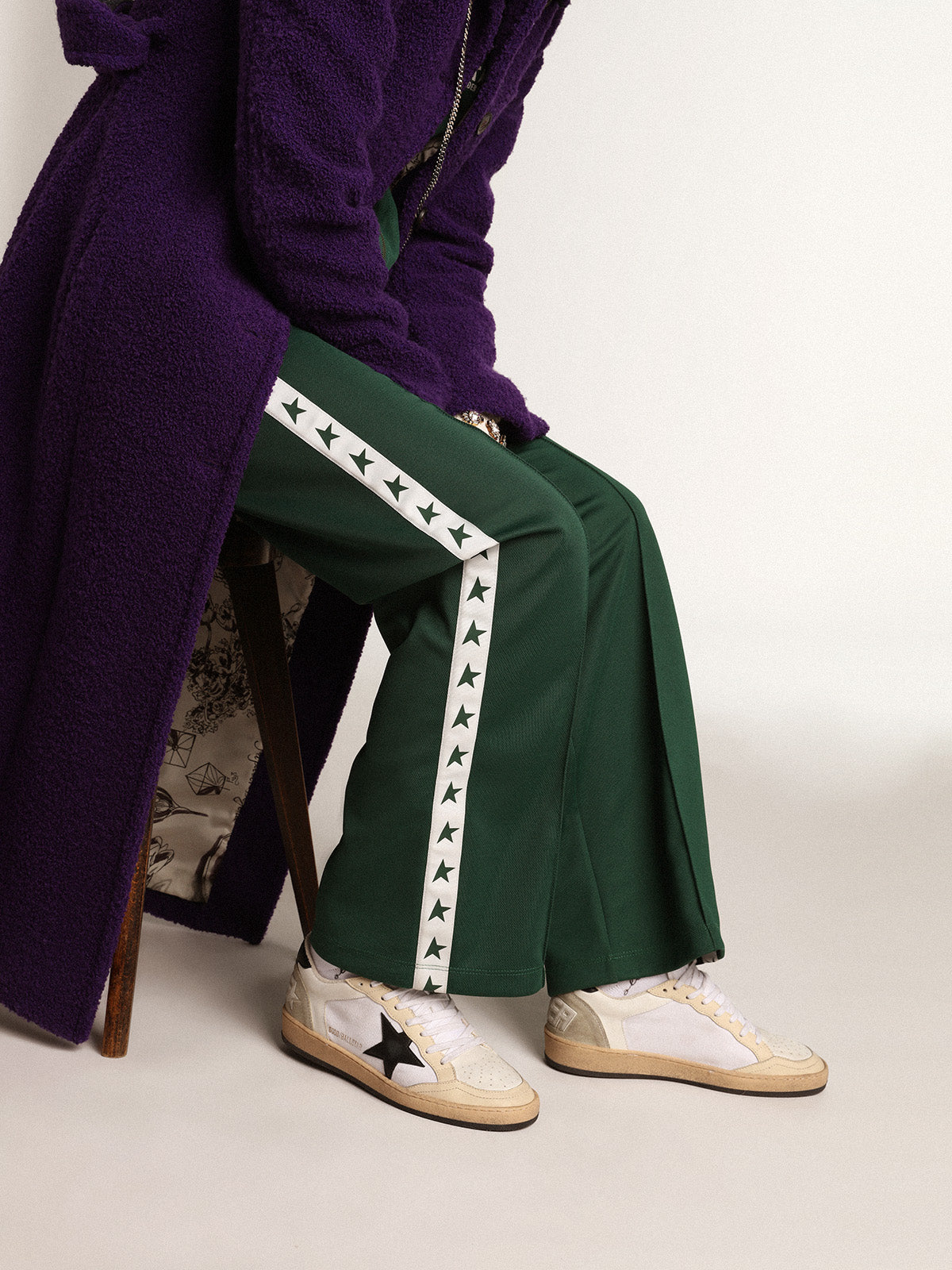 Women's Ball Star in white canvas and leather with black star| Golden Goose