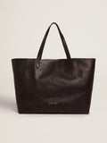 Pasadena Bag in black hammered leather with gold logo on the front| Golden Goose