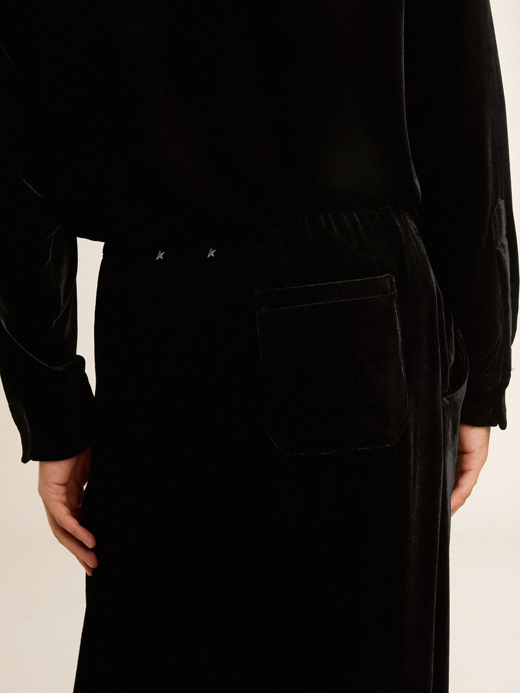 Men's black velvet effect pants| Golden Goose