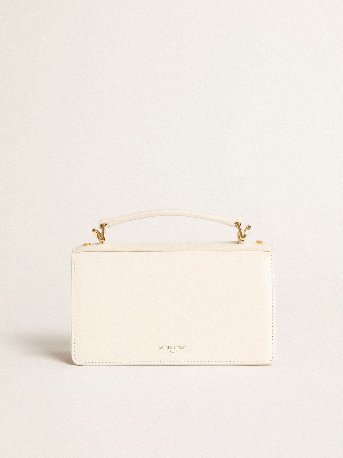 Small Venezia Bag in butter-colored boarded leather with gold details| Golden Goose