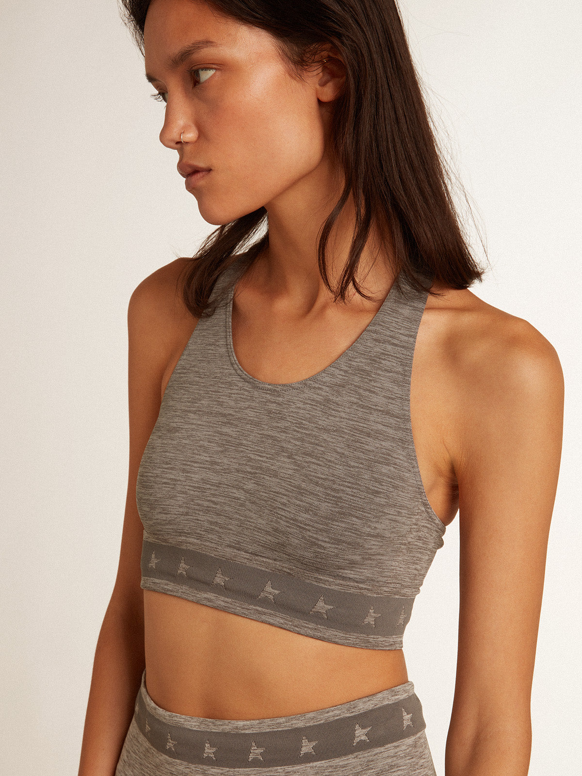 Gray melange athletic top| Golden Goose