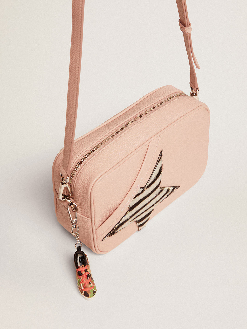 Women's Star Bag in pink leather with zebra print pony skin star| Golden Goose