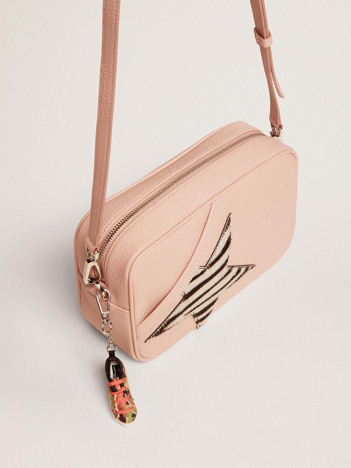 Women's Star Bag in pink leather with zebra print pony skin star| Golden Goose