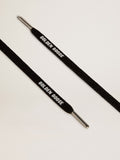 Black lurex laces with contrasting white logo| Golden Goose