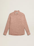 Women's pink viscose shirt with floral pattern