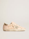 Women's Super-Star in pink nappa with ice-gray star and platinum heel tab| Golden Goose