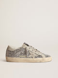Women's Super-Star in silver glitter with ice-gray suede star| Golden Goose