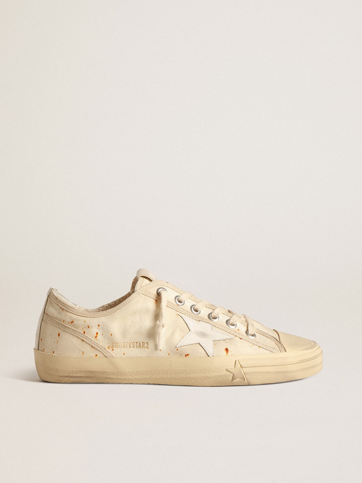 Men's V-Star LAB in canvas with leather star and rust-colored marks| Golden Goose