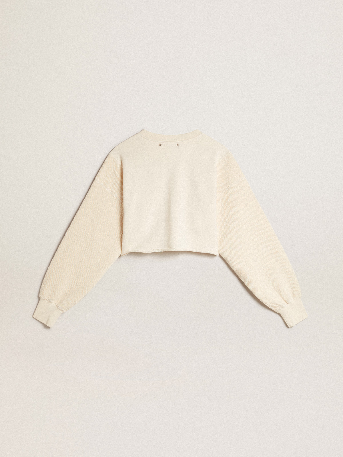 Aged white cotton cropped sweatshirt| Golden Goose