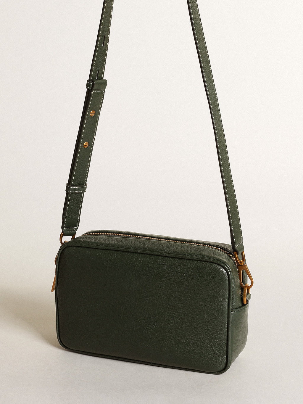 Women's Star Bag in dark green leather with tone-on-tone star| Golden Goose