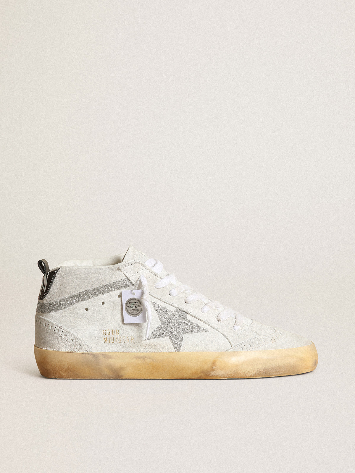 Women's Mid Star in white suede with star and Swarovski flash| Golden Goose