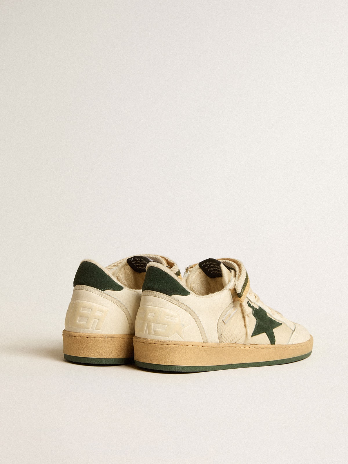 Ball Star in nylon and nappa with green suede star and heel tab| Golden Goose