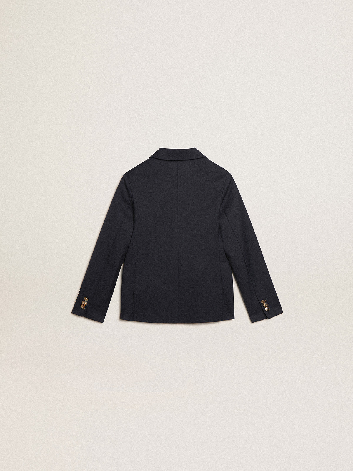 Boys' dark blue double-breasted buttoned blazer| Golden Goose