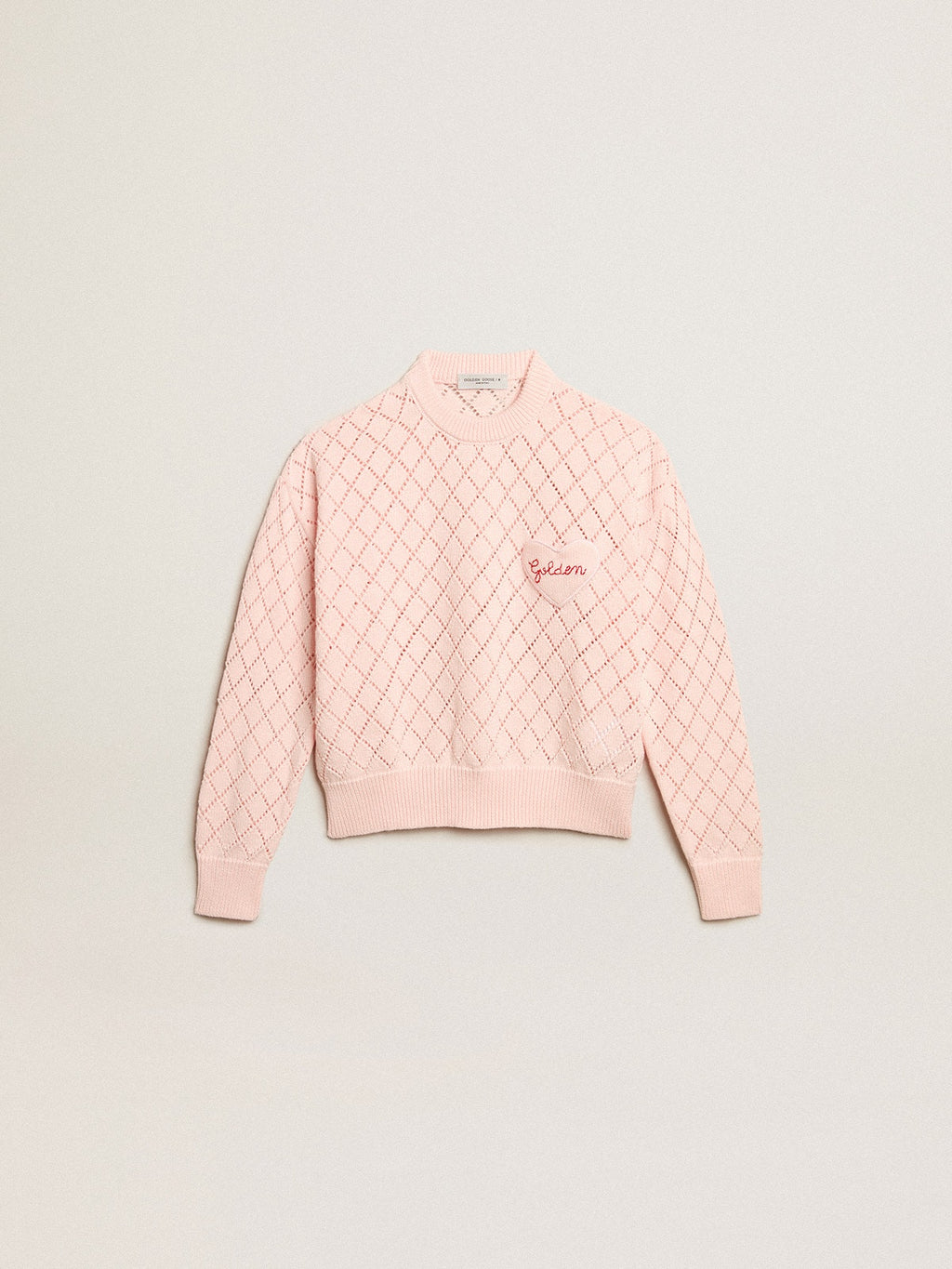 Cropped round-neck pullover with diamond pattern| Golden Goose