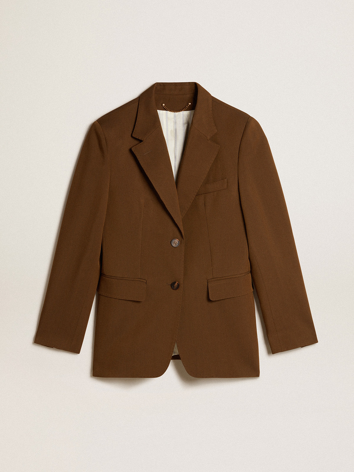 Single-breasted jacket in beech-colored wool with horn buttons| Golden Goose